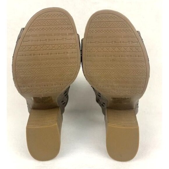Women's Shimmer by EDL Mercedes Taupe Open-Toe Block Heel Size 9m - Picture 8 of 9
